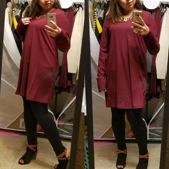 Burgundy Sweater Dress - Picture 1 of 1